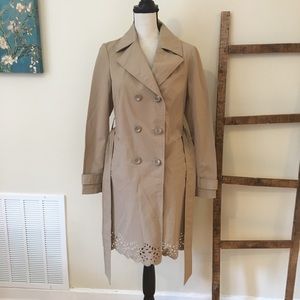 New York and Company Beige Rain Trench Coat - M